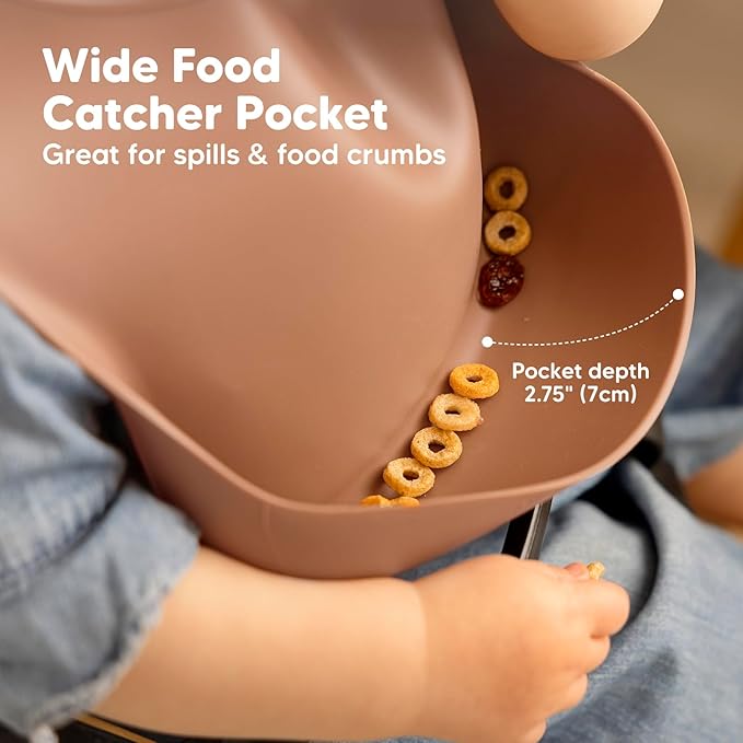 KeaBabies 2-Pack Silicone Baby Bibs for Eating - Sturdy Food-Grade Silicone Bibs for Babies Girl, Boy, Large Food Catcher, Clean & Put On Easily, Waterproof Toddler Feeding Essentials (Dusk)