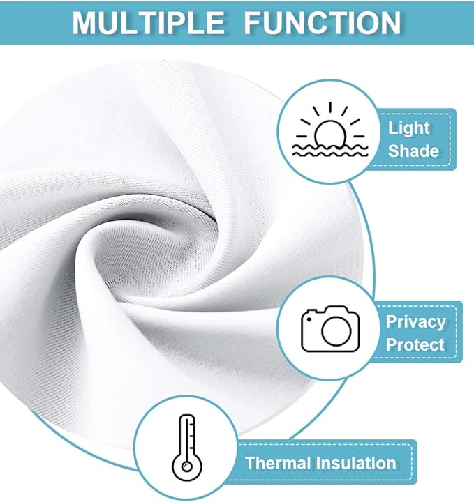 RYB HOME Extra Wide Curtains for Bedroom Living Room 72 inches Long, Thermal Insulated Privacy Drapes for Nursery Home Theater Dining Room, Width 62 by Length 72, Pure White, 2 Panels
