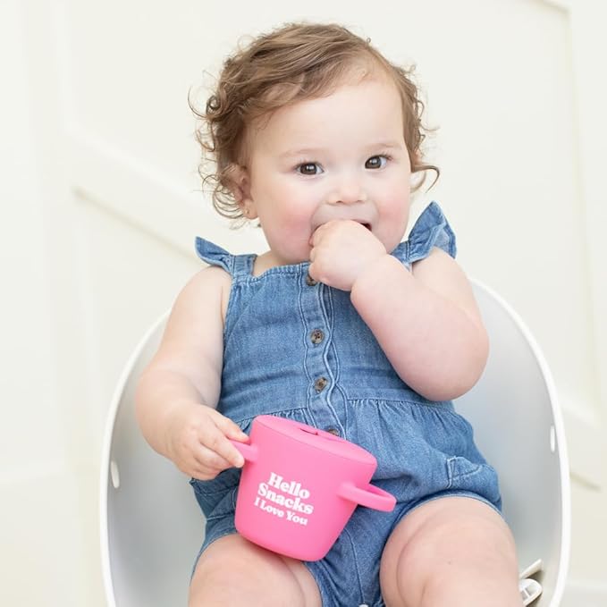 Bella Tunno Snack Cups for Toddlers, Set of 2 Silicone Spill Proof Food Containers with Lids, Babies & Kids 6-12 Months, Love at First Bite & Hello Snacks