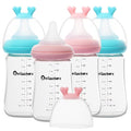 Glass Baby Bottles with Natural Response Nipple Size M - Anti Colic Baby Bottles Wide Neck Slow Flow Baby Bottle(Multicolor, 8oz (Pack of 4))