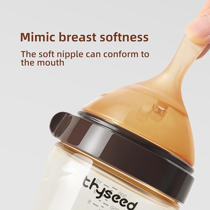 Thyseed PPSU Natural Breast-Like Bottle with Nipple(10 Months+),10oz，1pack