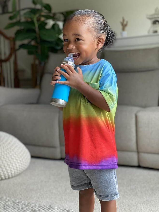 Pura Kiki 11oz/325ml Stainless Steel Sippy Cup Bottle w/Sleeve, Plastic-Free, MadeSafe Certified, Medical-Grade XL Silicone Sipper Spout Fast Flow for Kids, Toddlers, Babies & Infant - Unicorn