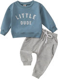 Toddler Baby Boy Clothes Solid Color Long Sleeve Crewneck Sweatshirt Top Casual Pants Set 2Pcs Fall Winter Outfits