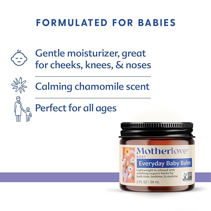 Motherlove Everyday Baby Balm (2oz) Plant-Based, All-Natural Baby Essential for Newborns, Infants, & Toddlers—Moisturizing Herbal Salve w/Calming Chamomile—Non-GMO, Organic Herbs, Cruelty-Free