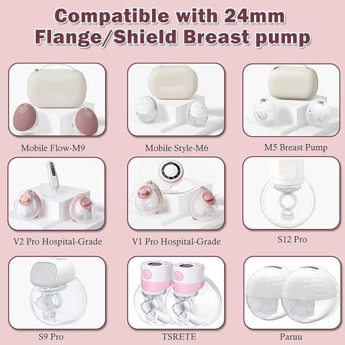 Flange Insert 18mm 6pcs Compatible with Momcozy M5/M9/M6/S12 Pro/V1 Pro/V2 Pro,for Spectra/Medela/MomMed/eufy/Lansinoh/Elvie Breast Pump, Fit for 24mm Flange/Shield of Most Pumps, Breastfeeding Parts