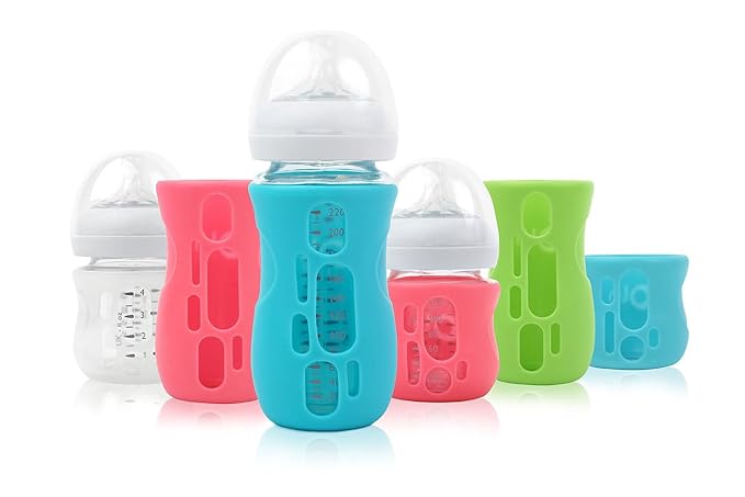 Olababy Silicone Sleeve for Avent Natural Glass Baby Bottles (4 oz, Blue)