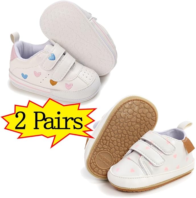 Clowora Baby Boys Girls Shoes Non-Slip Rubber Sole Sneakers Infant First Walking Toddler Crib Shoes Newborn Loafers Flats.