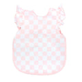 BapronBaby Pink Flutter Checkerboard Bapron - No Neck Tie Safer Bib for Baby & Toddler - Soft Waterproof Stain Resistant - Machine Washable - Sz Preschool 3-5yrs