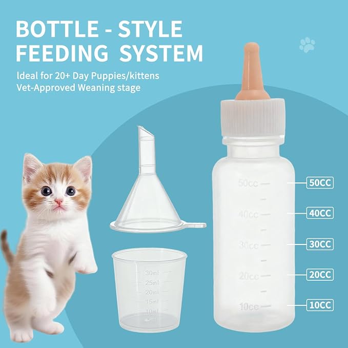 Pet Nursing Kit – Kitten Bottle Feeding Set with Nipples, Syringes, and Formula Dispenser for Newborn Puppies, Kittens, Baby Squirrels, and Other Small Animals