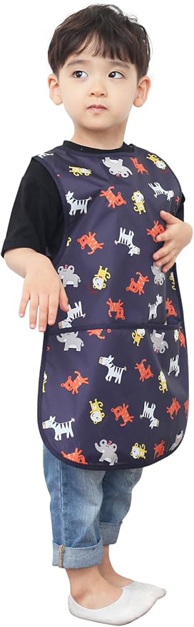 Kids Painting Apron – Waterproof Art Smock for Toddlers & Preschoolers, Messy Play, Baking, Crafts, Cooking, Mealtime
