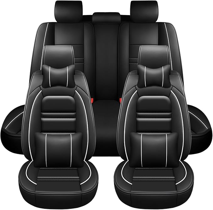Car Seat Covers for Nissan Car Armada 2004-2024 | 5-Seats Seat Covers, Waterproof Seat Protectors, Automotive Seat Covers (Full Set with Pillow,Black&White Line)