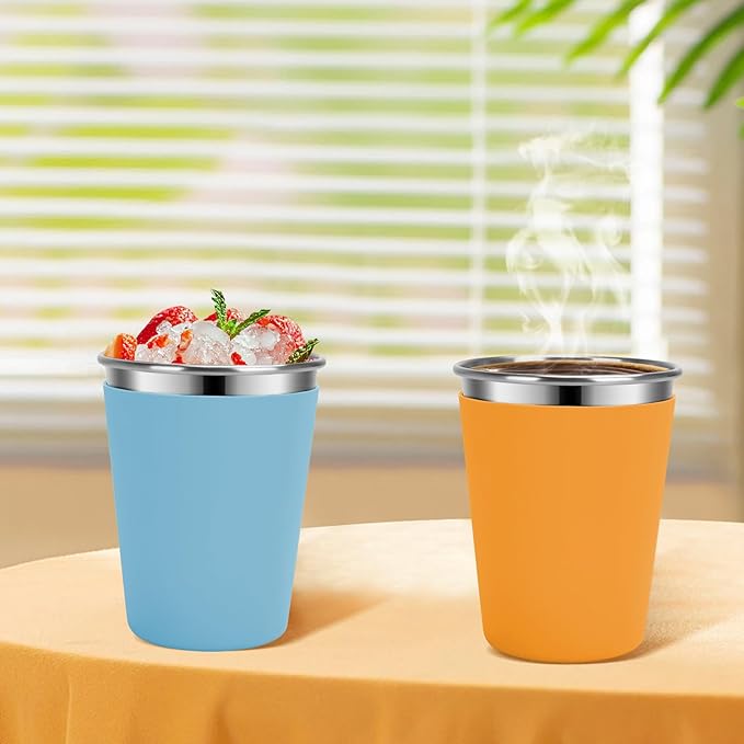 Kids Cups with Straws and Lids, 5 Pack 12oz Spill Proof Toddlers Straws Tumbler with Lids, Stainless Steel Kids Cups with Lids for School, Outdoor, Multicolor