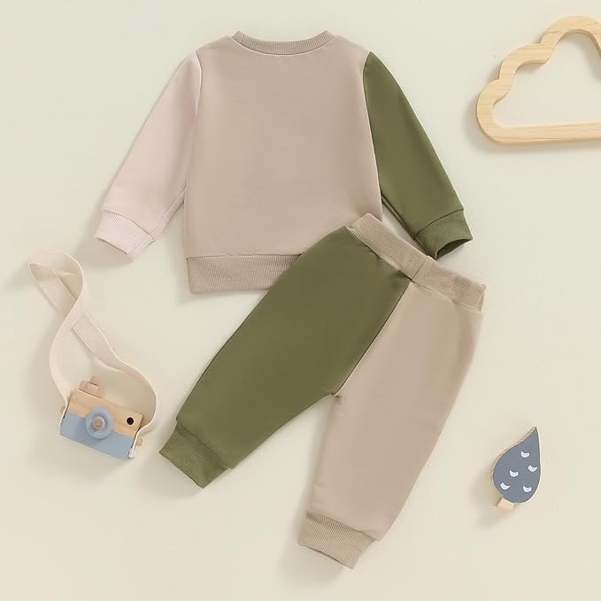 Toddler Baby Boy Fall Winter Outfit Long Sleeve Letter Print Sweatshirts and Jogger Pants Infant Boy Clothes