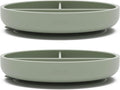 Lalo Suction Plates - 2 Pack, 100% Silicone Non-Toxic BPA-Free Baby Plates with Suction Base To Prevent Accidental Tip-Overs - Suction Plates for Toddlers With Three Divided Sections - Sage