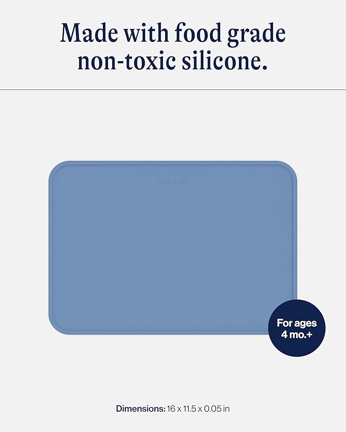 Lalo Silicone Placemat for Toddlers & Babies - Non-Slip Kids Placemat for Restaurants & Dining Tables - Non-Toxic & BPA Free Safe - for Ages of 4 Months and Up - Blueberry