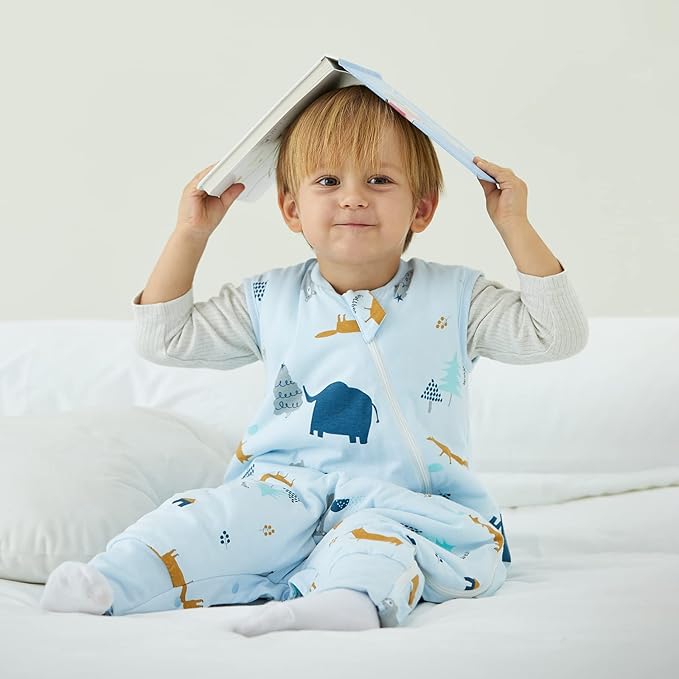 Duomiaomiao 2.5 TOG Toddler Sleep Sack 3-4T 100% Cotton Winter Side Open Zipper Baby Sleep Sack with Feet, Warm Toddler Wearable Blanket