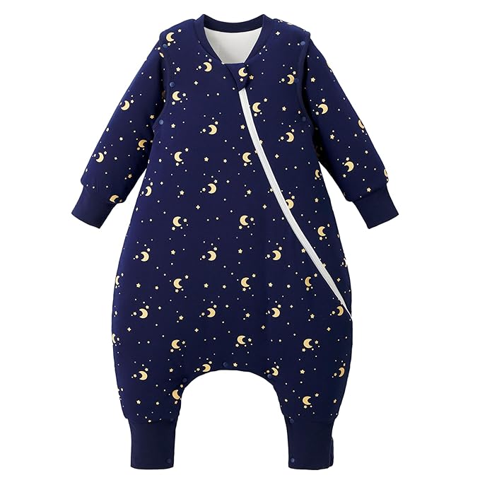 Duomiaomiao 3.5 TOG Toddler Sleep Sack 12-24 Months 100% Cotton Winter Side Open Zipper Baby Sleep Sack with Feet, Warm Toddler Wearable Blanket
