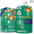 Cerebelly Organic Baby Food Pouches, White Bean Pumpkin Apple Purees, 16 Nutrients, No Added Sugar, Fiber & Non-GMO, 4oz, 6 Pack