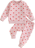 Fernvia Toddler Baby Girl Clothes 3 6 9 12 18 24 Months Fall Outfits Solid Long Sleeve Sweatshirt Tops + Pants Set