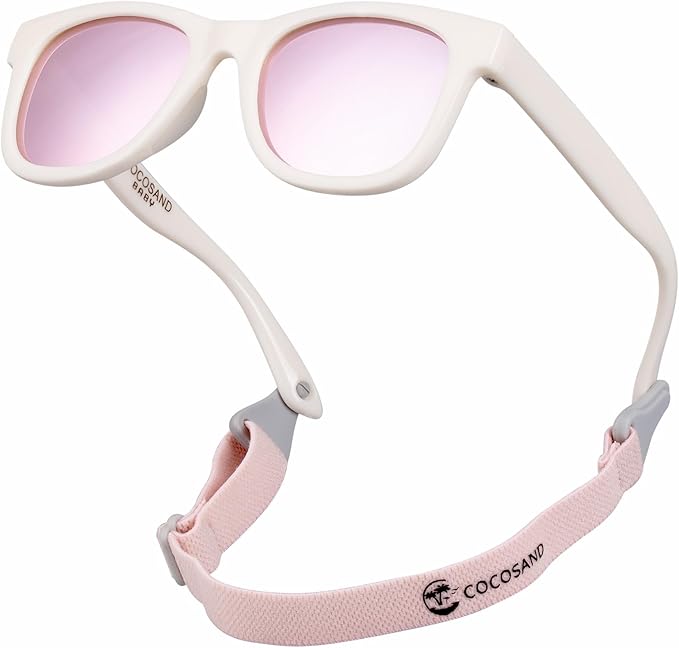 COCOSAND Flexible Baby Sunglasses with Strap Polarized UV Protection for Toddler Infant Newborn Boy Girl Age 0-24 Months