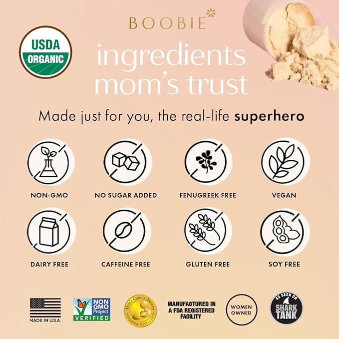 Boobie Body Superfood Protein Pregnancy and Postpartum Meal Replacement Shake, Vanilla Cookie Flavor | 19g Protein | Safe for Lactation & Motherhood | Organic, Vegan, Zero Sugar, 1 Tub (20 Servings)