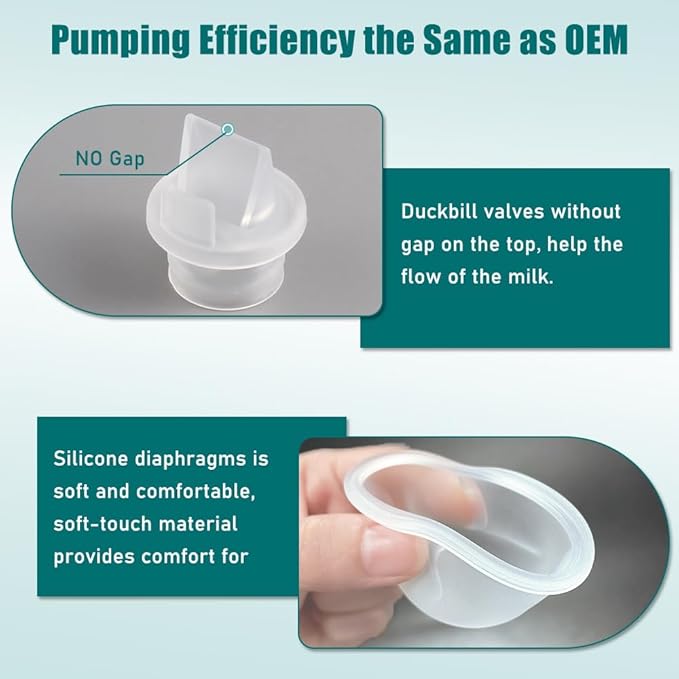 4pcs Duckbill Valves and 2pcs Silicone Diaphragm Compatible with Zomee Z1/Z2/BabyBuddha/NCVI 8782/8780/Motif Twist Breast Pump Replacement Pump Accessories