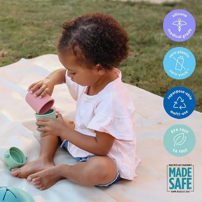 Pura my-my Silicone Trainer Cup 5oz/150ml - 100% Plastic Free, Reusable, Food Grade, Spill Proof Cups for Kids, Toddlers, Preschoolers, Babies & Infants - 3-Pack Slate, Mint & Moss
