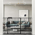 WAOWAO Baby Gate 52.76-57.48" Extra Wide Pressure Mounted Walk Through Swing Auto Close Safety Black Metal Toddler Kids Child Dog Pet Puppy for Stairs,Doorways,Kitchen