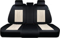 FLORICH Rear Seat Covers Leather Car Seat Covers Waterproof Back Seat Cover Automotive Seat Covers Universal Seat Cushion Protector for Most Cars Trucks SUV-Black&Beige