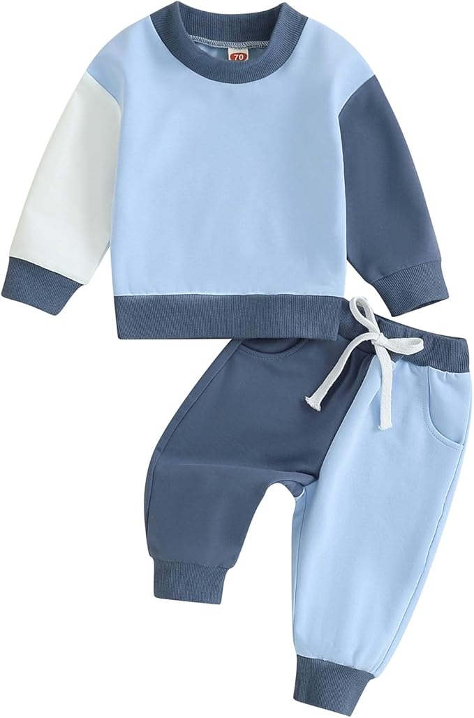 Fernvia Toddler Baby Girl Clothes 3 6 9 12 18 24 Months Fall Outfits Solid Long Sleeve Sweatshirt Tops + Pants Set