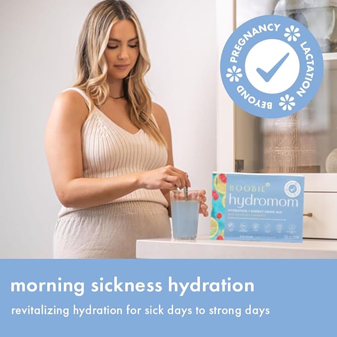 Boobie Hydromom Superfood Electrolyte Drink Mix, Blue Raspberry Lemonade | Refreshing Energy & Hydration Boost for Mamas | On-The-Go & Travel Essentials for Pregnancy, Lactation, & Beyond - 2 Pack