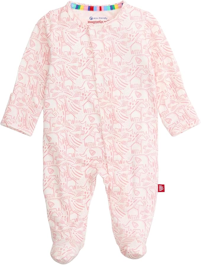 Magnetic Me Girls Modal Magnetic Baby Footie Pajamas | Silky Soft Modal Fabric | Baby Sleepers Available Sizes PRE - 24M