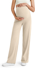 G4Free BareFeel Maternity Dress Yoga Pants Over The Belly Stretchy Work Slack Pregnancy Wide Leg Lounge Trousers