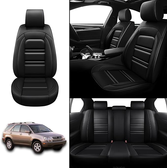 Car Seat Covers for Lexus Car rx300 1999-2003 | 5-Seats Leather Seat Covers, Easy to Install Automotive Seat Covers Full Set (Full Set, Black)