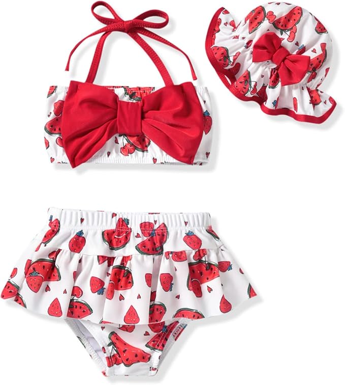 Aalizzwell Baby Girl 2-Piece Bikini Swimsuit with Hat