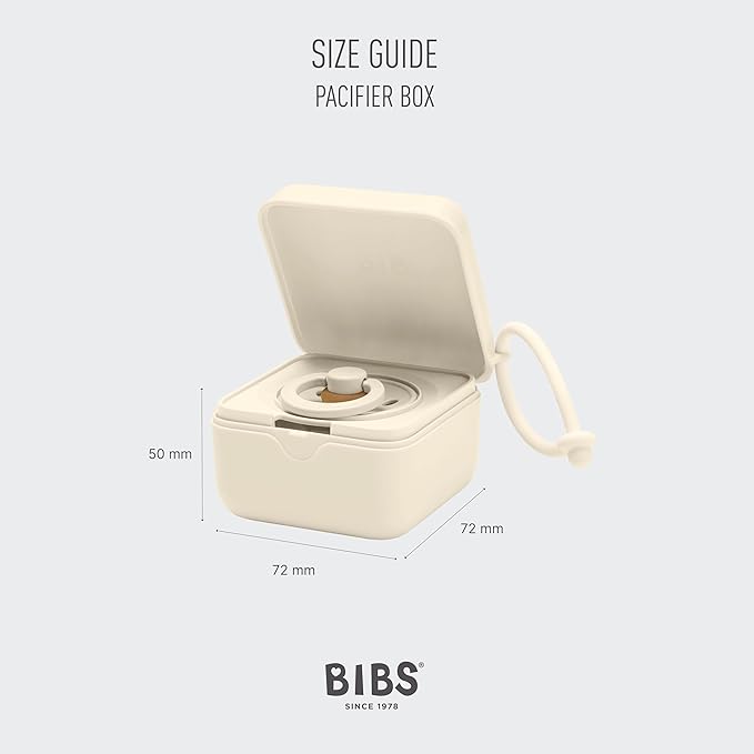 Bibs Liberty pacifier case with loop, for storing and transporting dummies, offers space for three pacifiers, 100% BPA-free material. Made in Denmark, Onesize, Eloise Ivory