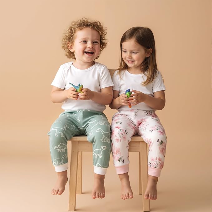Baby Toddler Joggers Soft Pants for Boys and Girls, 0–24 Months, 2T–4T (3-Pack)