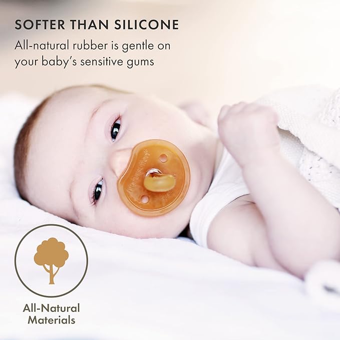 Natursutten Pacifiers 0-6 Months - 1-Pack Butterfly Shield Round Nipple Natural Rubber Safe & Soft BPA-Free for Breastfeeding Babies - Newborn Pacifiers Made in Italy