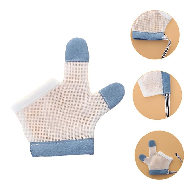 Milisten Teething Gloves Half Finger Nylon Scratch Mittens for Stop Thumb Soft Breathable Outdoor Gloves