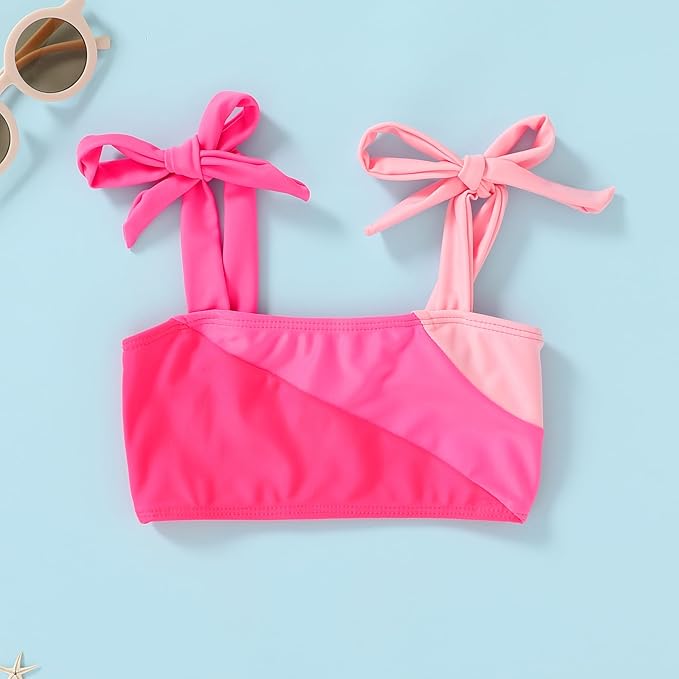 YOUNGER TREE Toddler Girls Two Pieces Swimsuit Color Block Stripe Swimwear Summer Beach Bathing Suit 18M-5T