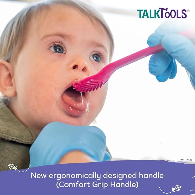 TalkTools Magenta Spoons Bumpy | Silicone Self-Feeding Utensils Set for Kid and Toddler | Encourages Lip Closure | Oral Awareness | Normalize Food Texture Acceptance (Bumpy, 6 Pack)
