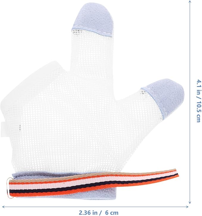 NOLITOY Teething Mittens Breathable Nylon Half-Finger Gloves Prevent Thumb Soft Small Size S with Blue Dots for