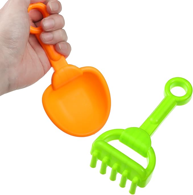 Skylety 8 Pieces Kids Beach Sand Shovels Colorful Plastic Rake Sand Sifter Toy Shovel for Teens Garden Summer Beach Toys(Fresh Style)