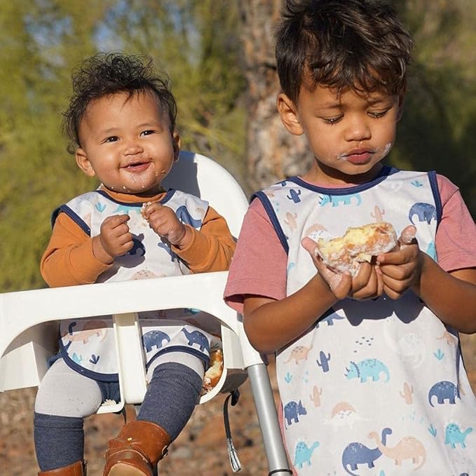 BapronBaby Desert Dinos Bapron - No Neck Tie Safer Bib for Baby & Toddler - Soft Waterproof Stain Resistant - Machine Washable - Sz Preschool 3-5yrs