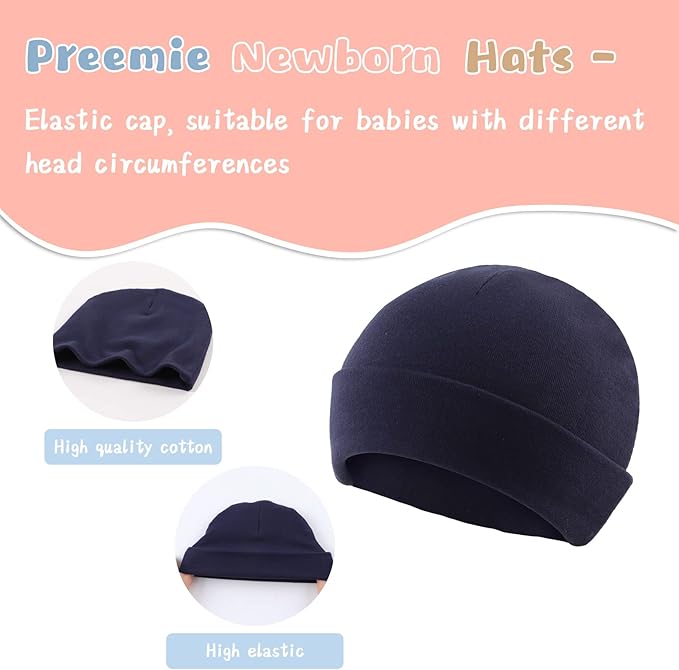 Bamery Cotton Baby Girl Hat Preemie Boys Beanie Newborn Hospital Hats Winter Infant Hats for Girls