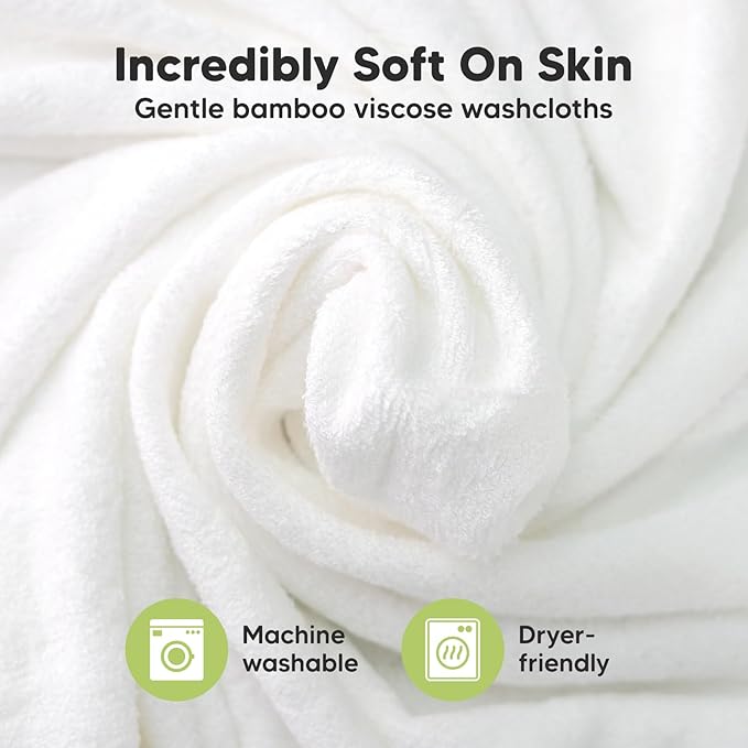 6-Pack Baby Washcloths - Soft Absorbent Viscose from Bamboo Wash Cloths for Babies, Kids, Toddlers, Infant, Newborn Bath Towels, Gentle on Sensitive Skin, 10x10 Reusable Face Towels (Soft Lilac)
