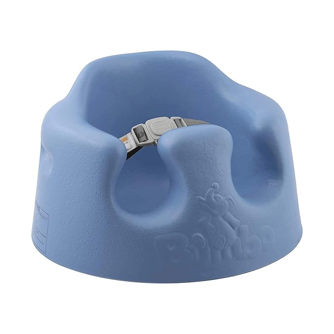 Bumbo Baby Floor Seat, Portable Infant Sit Up Activity & Eating Chair with Tray Accessory, Powder Blue - Feeding and Sitting Lounger for Babies and Infants Ages 3 to 12 Months