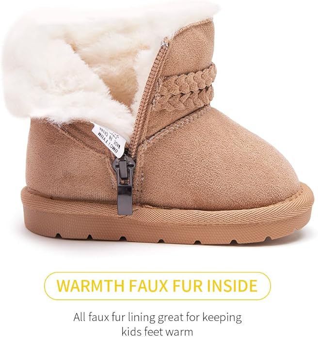BMCiTYBM Girls Boys Snow Boots Warm Winter Fur Lined Baby Shoes (Infant/Toddler/Little Kid)