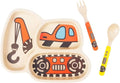 Kid Plate Set Bamboo Toddler Plates Dinnerware Dinner Dish Set Baby Feeding Spill Proof Divided Plate - Baby Spoon and fork 3-Piece Set for Kids and Toddlers Teaches Child Portion Control