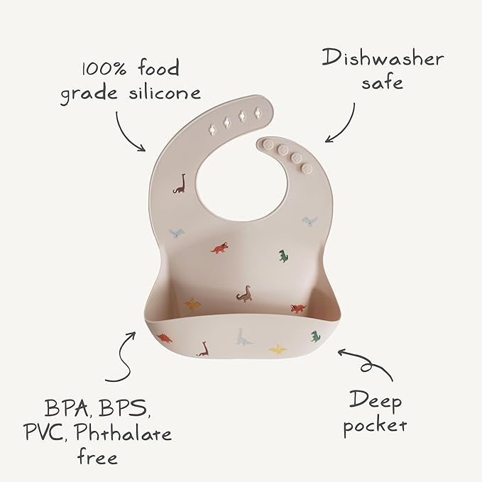 mushie Silicone Baby Bib | Adjustable Fit Waterproof Bibs (Blush)